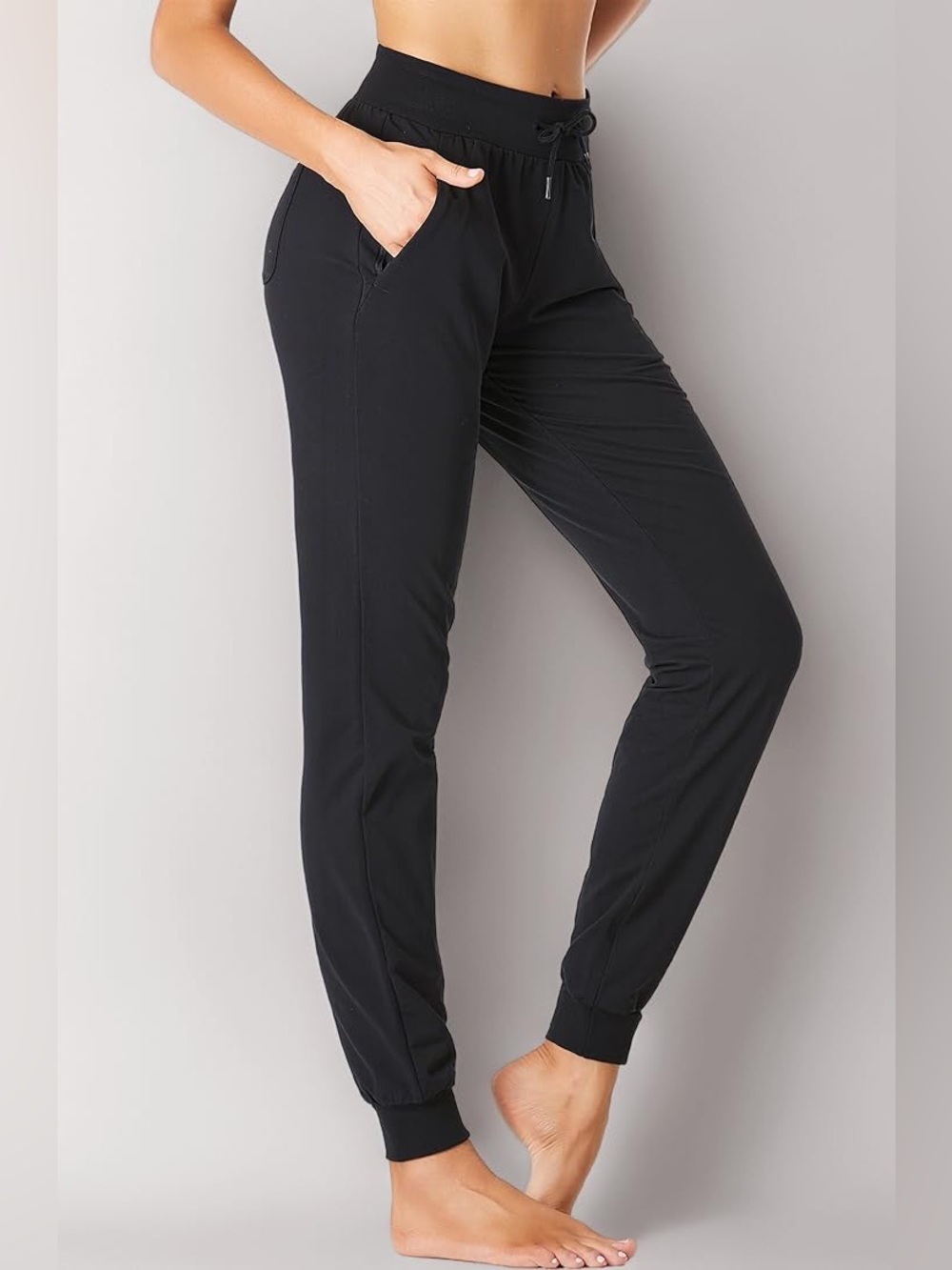SEVEGO Black Jogger Pants with Drawstring Waist Size Large